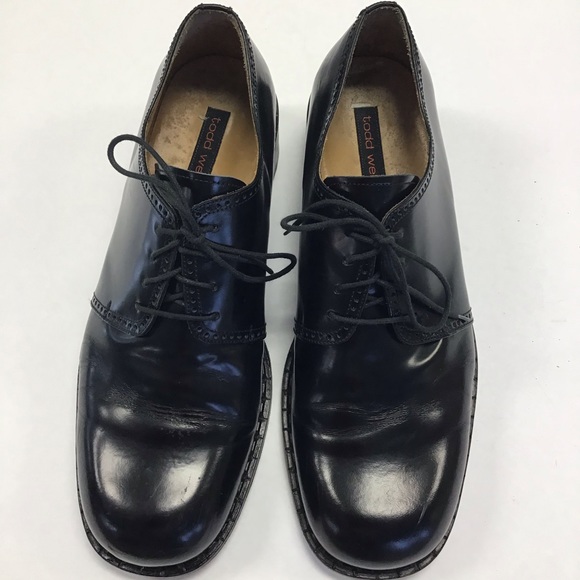 Todd Welsh Black Leather Lace Up Oxfords Sz. 11.5 - Picture 1 of 5